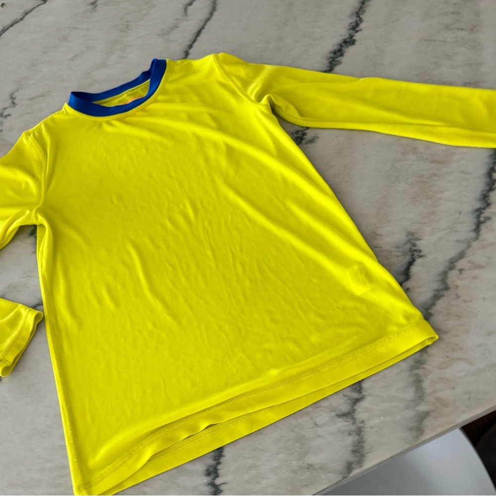 Crewcuts Bright Yellow Long Sleeve Tee with Blue Trim
